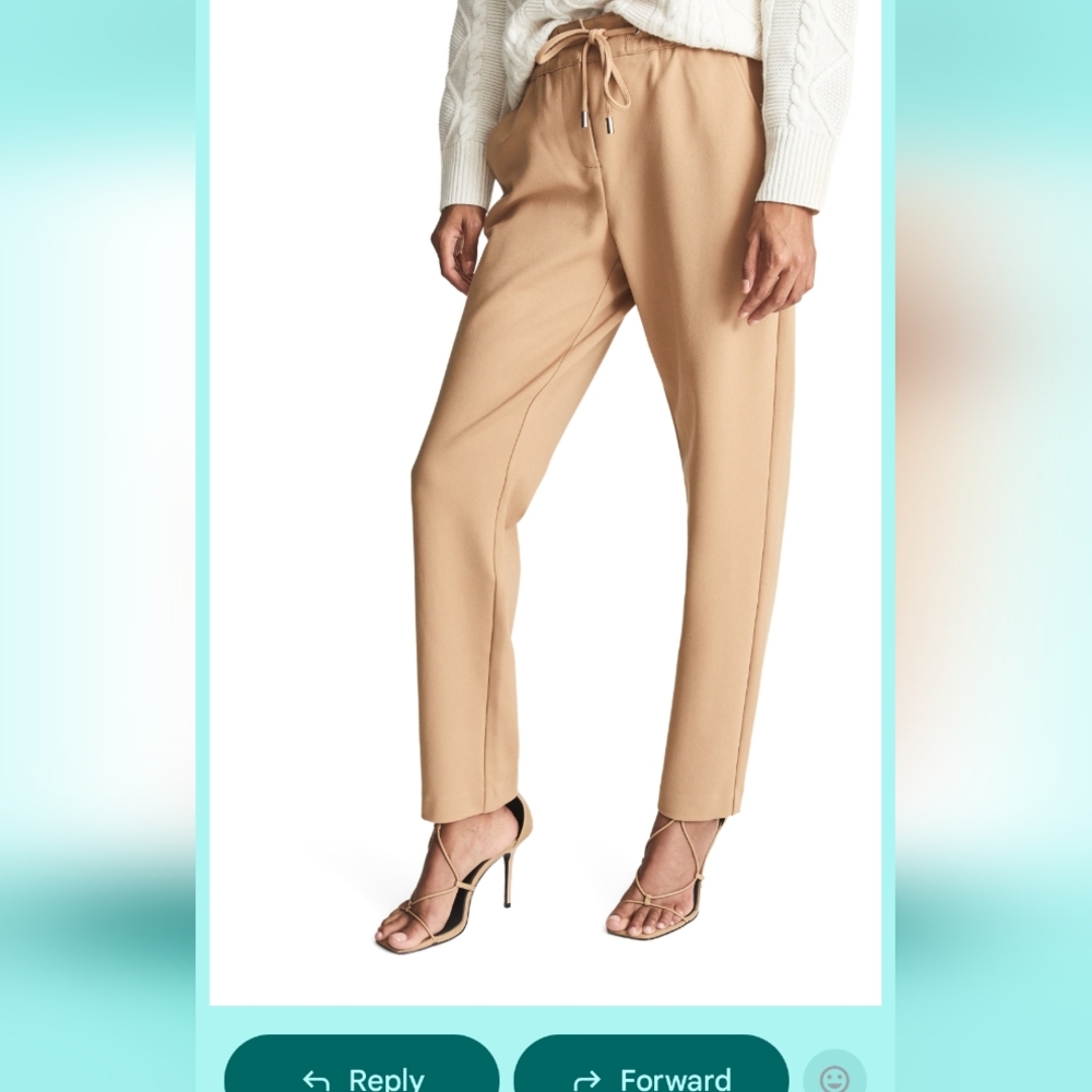 Reiss Women Eve Ankle Drawstring Jersey Pants usS In Sand/Camel Colour